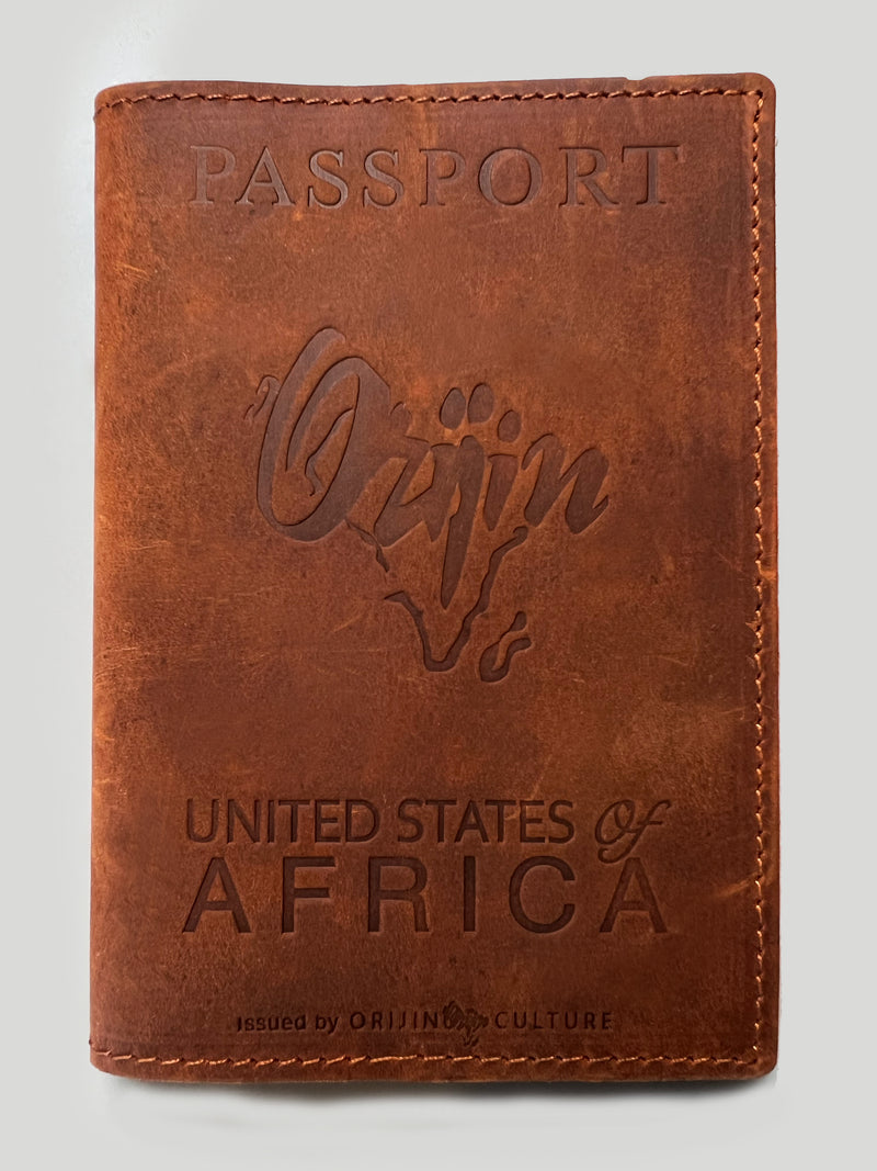 United States Of Africa Leather Passport Holder Earth Brown - SHOP | Orijin Culture 