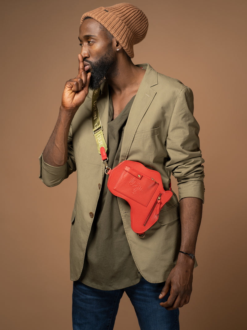 Africa Belt Bag - Red Leather - SHOP | Orijin Culture 