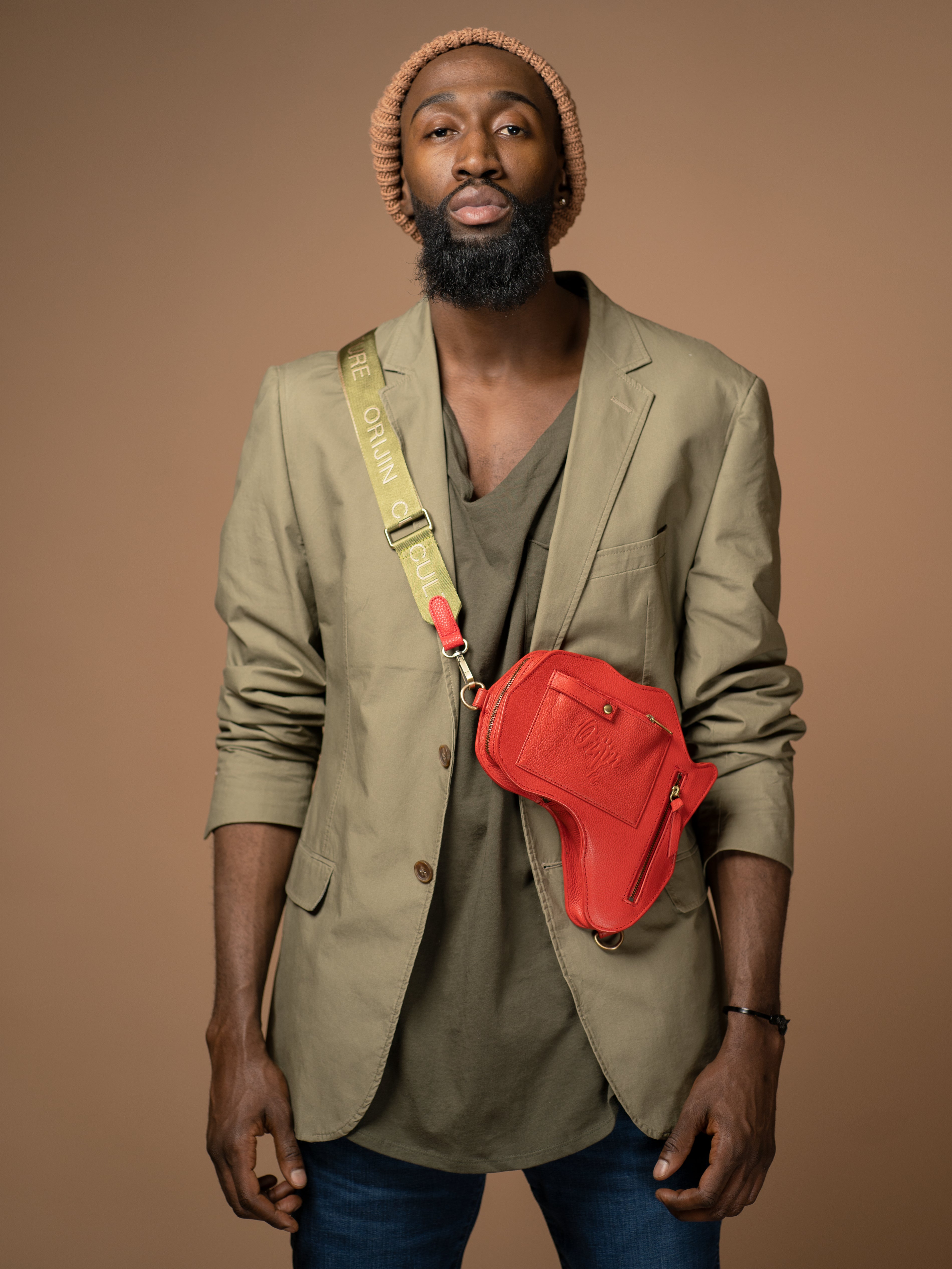 Africa Belt Bag - Red Leather - SHOP | Orijin Culture 